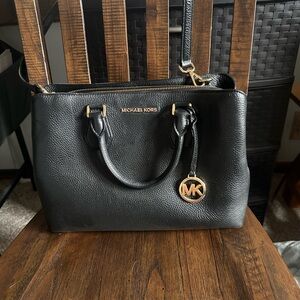Michael Kors Black Satchel with Gold Accents